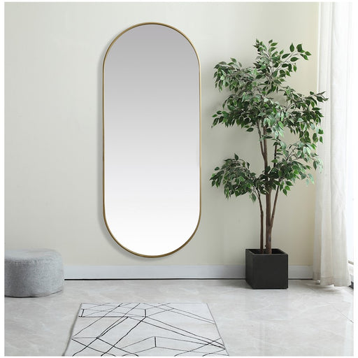 Elegant Decor Asha Metal Frame Oval Mirror 30X72", Brass