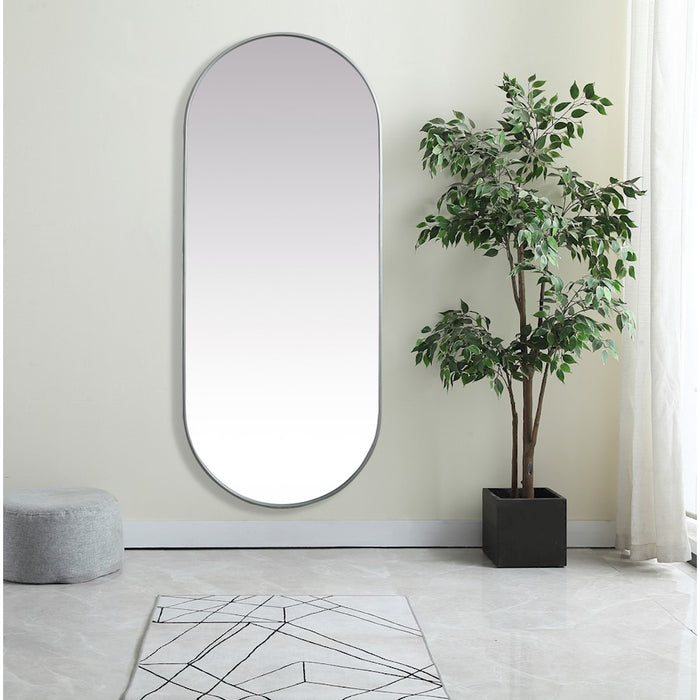 Elegant Decor Asha Metal Frame Oval Mirror 30X72", Silver