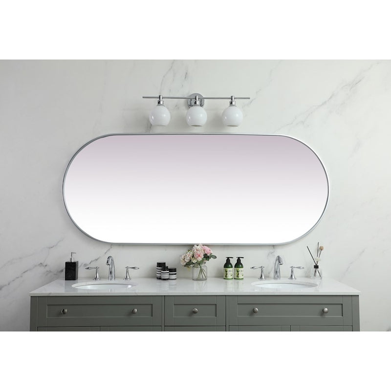 Elegant Decor Asha Metal Frame Oval Mirror 30X72", Silver