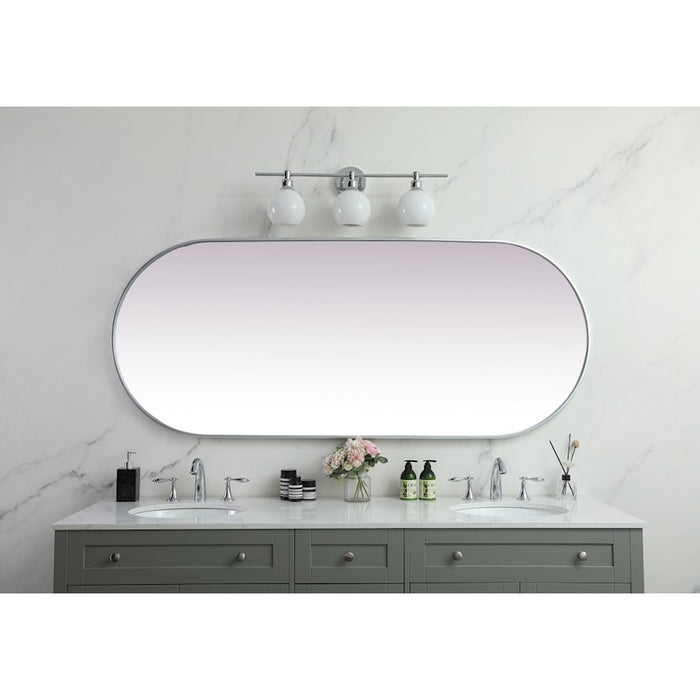 Elegant Decor Asha Metal Frame Oval Mirror 30X72", Silver