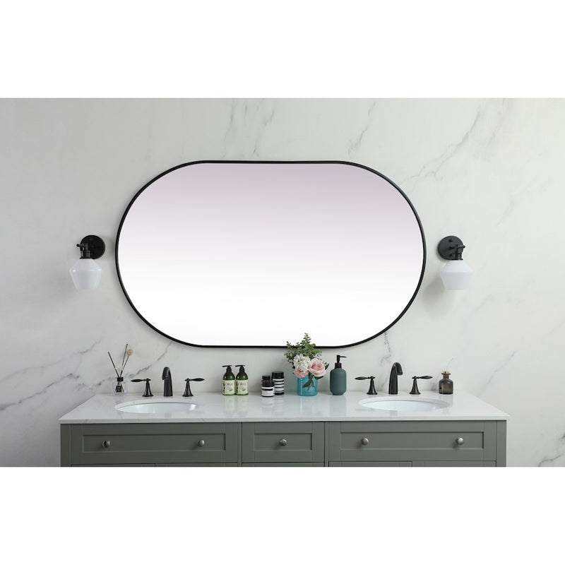 Elegant Decor Asha Metal Frame Oval Mirror 36X60", Black