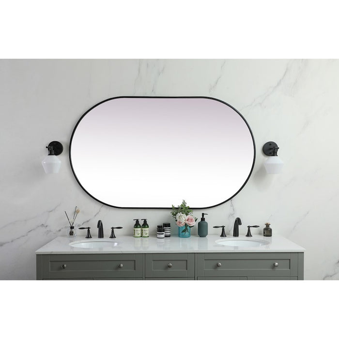 Elegant Decor Asha Metal Frame Oval Mirror 36X60", Black