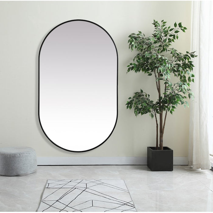 Elegant Decor Asha Metal Frame Oval Mirror 36X60", Black