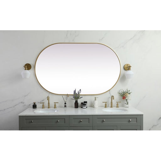 Elegant Decor Asha Metal Frame Oval Mirror 36X60", Brass
