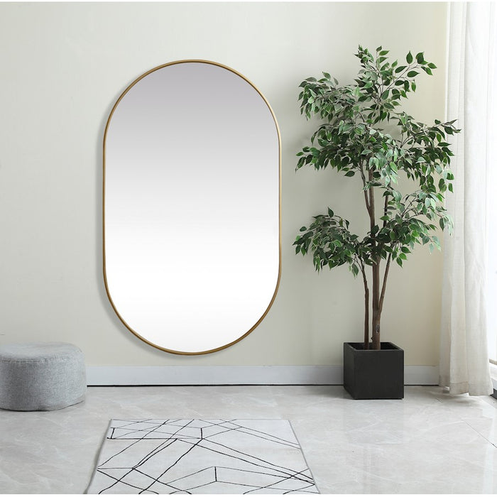 Elegant Decor Asha Metal Frame Oval Mirror 36X60", Brass