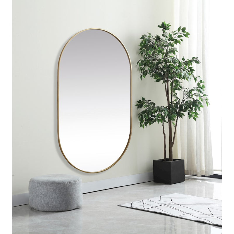 Elegant Decor Asha Metal Frame Oval Mirror 36X60", Brass