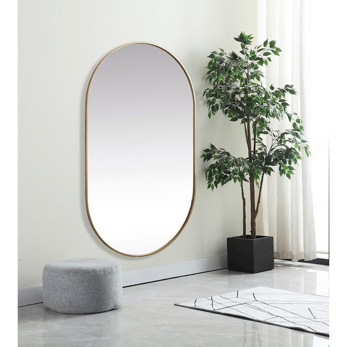 Elegant Decor Asha Metal Frame Oval Mirror 36X60", Brass