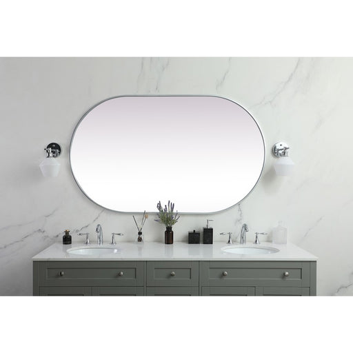 Elegant Decor Asha Metal Frame Oval Mirror 36X60", Silver