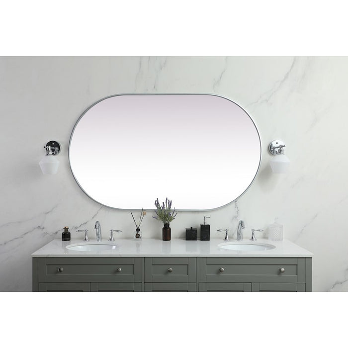 Elegant Decor Asha Metal Frame Oval Mirror 36X60", Silver