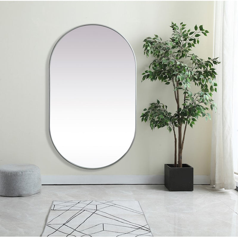 Elegant Decor Asha Metal Frame Oval Mirror 36X60", Silver