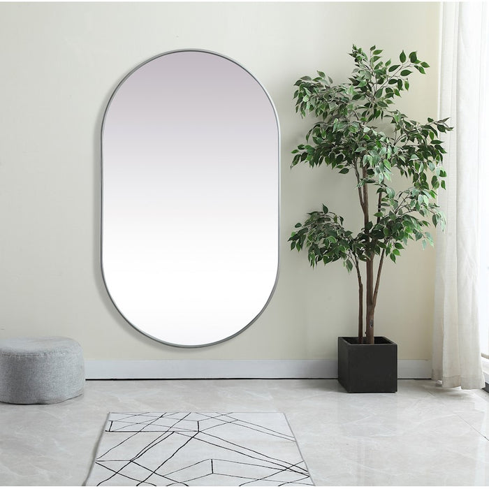 Elegant Decor Asha Metal Frame Oval Mirror 36X60", Silver