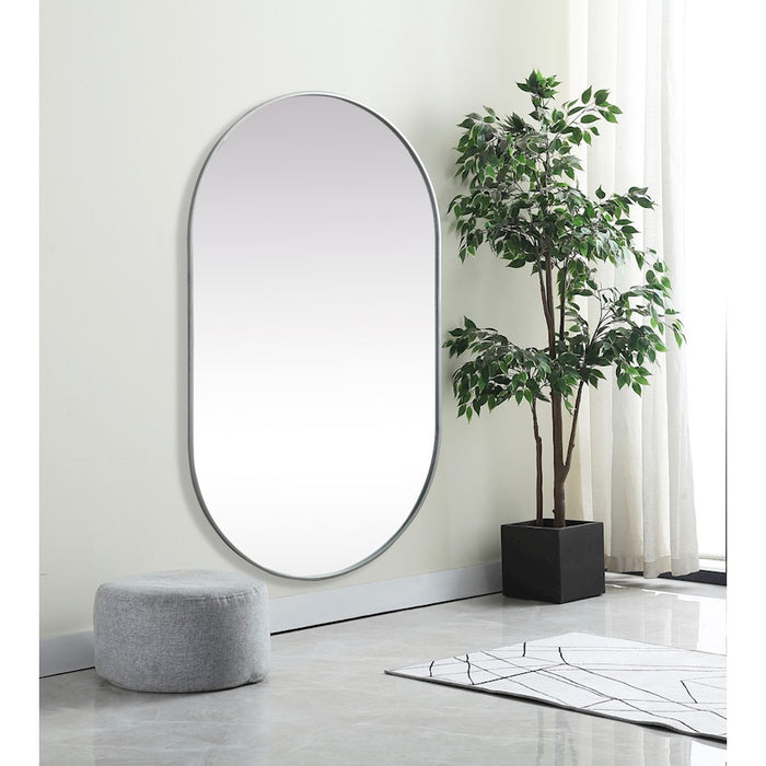 Elegant Decor Asha Metal Frame Oval Mirror 36X60", Silver