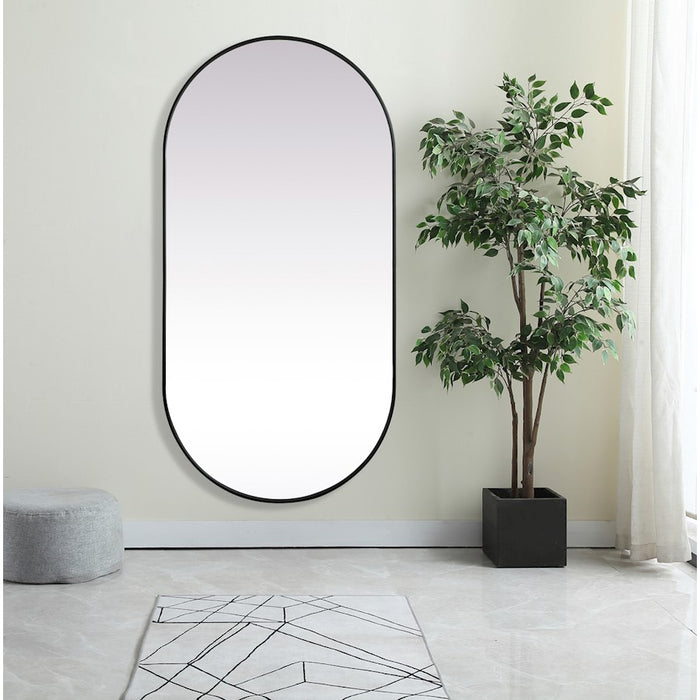 Elegant Decor Asha Metal Frame Oval Mirror 36X72", Black