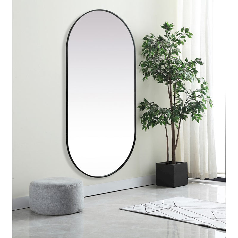 Elegant Decor Asha Metal Frame Oval Mirror 36X72", Black