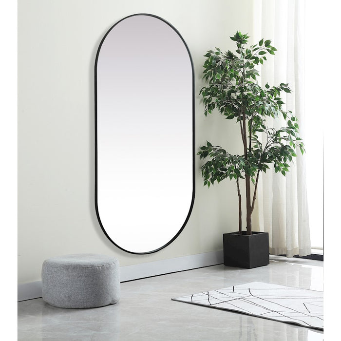 Elegant Decor Asha Metal Frame Oval Mirror 36X72", Black