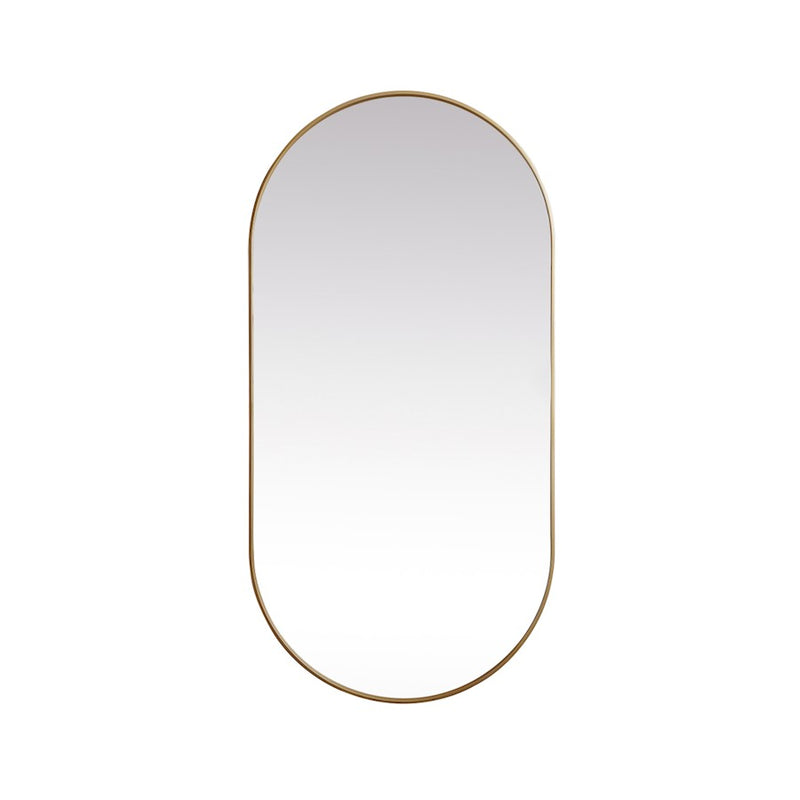 Elegant Decor Asha Metal Frame Oval Mirror 36X72", Brass