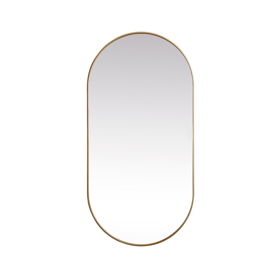 Elegant Decor Asha Metal Frame Oval Mirror 36X72", Brass