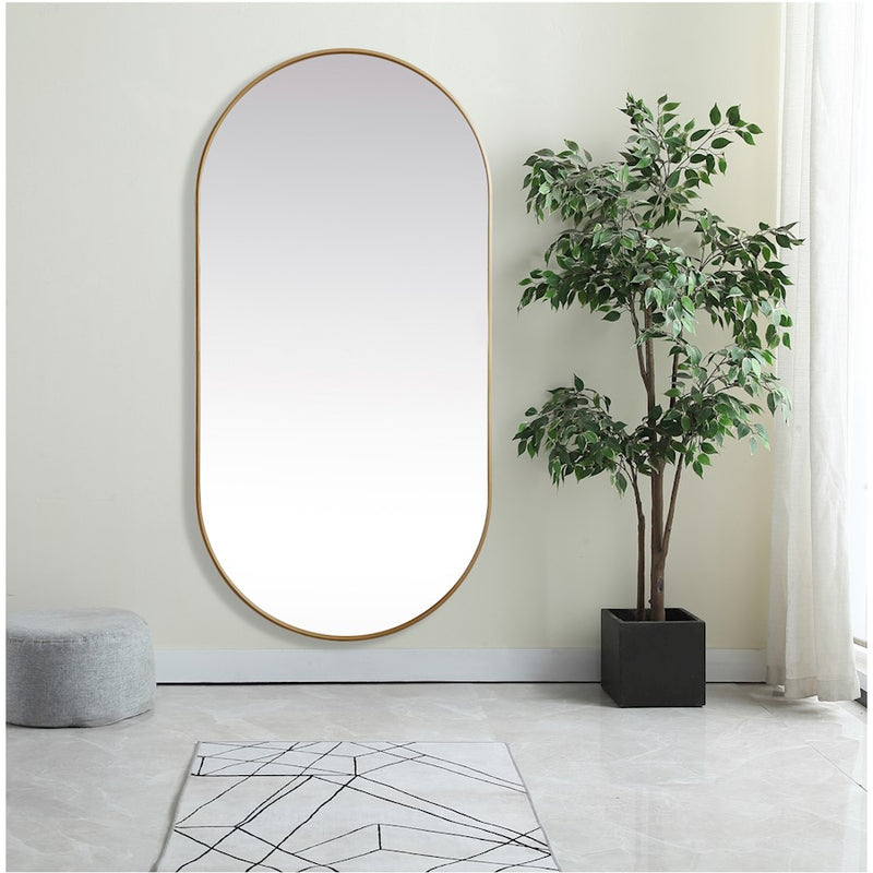 Elegant Decor Asha Metal Frame Oval Mirror 36X72", Brass