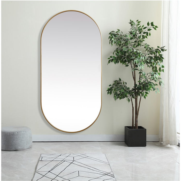 Elegant Decor Asha Metal Frame Oval Mirror 36X72", Brass