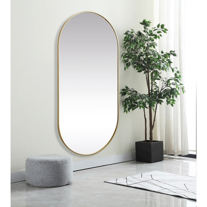 Elegant Decor Asha Metal Frame Oval Mirror 36X72", Brass