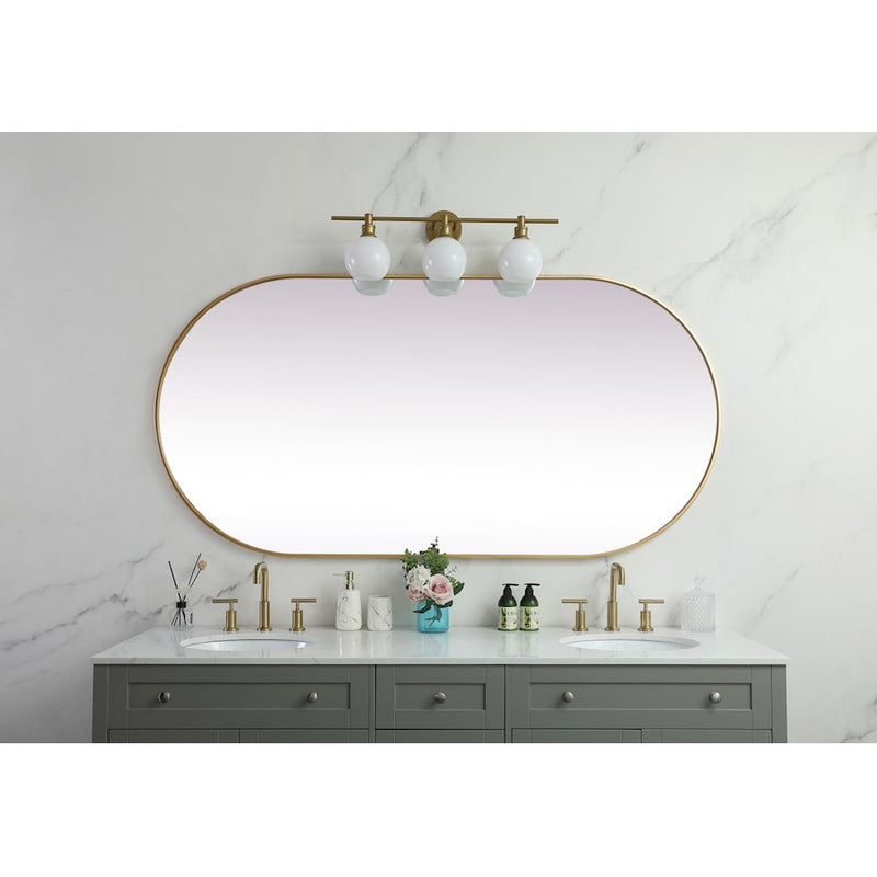 Elegant Decor Asha Metal Frame Oval Mirror 36X72", Brass