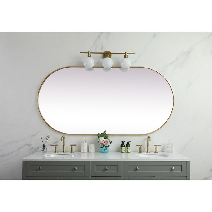 Elegant Decor Asha Metal Frame Oval Mirror 36X72", Brass