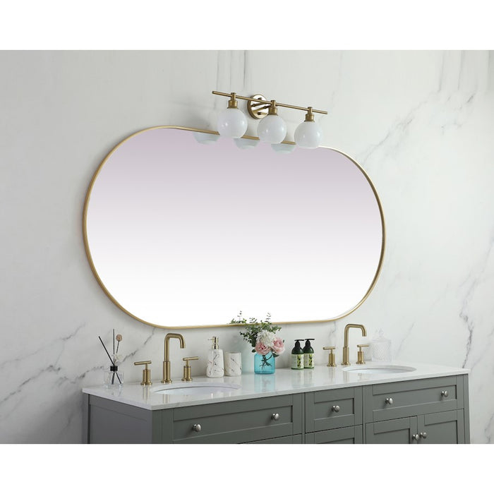 Elegant Decor Asha Metal Frame Oval Mirror 36X72", Brass