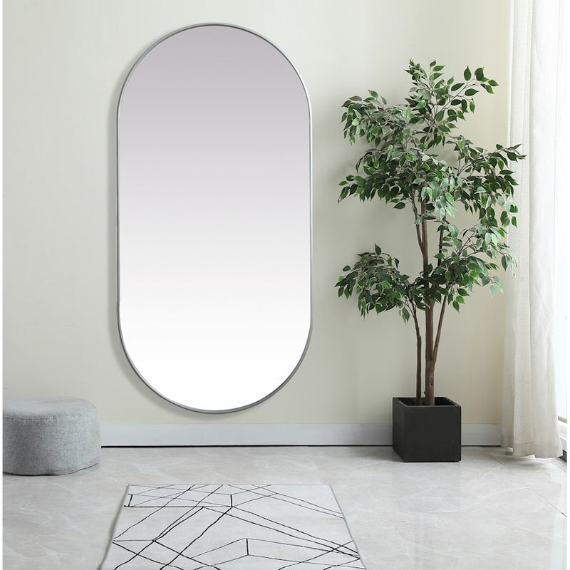 Elegant Decor Asha Metal Frame Oval Mirror 36X72", Silver
