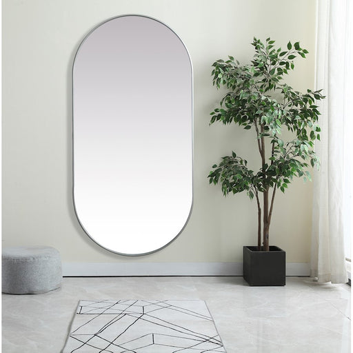 Elegant Decor Asha Metal Frame Oval Mirror 36X72", Silver