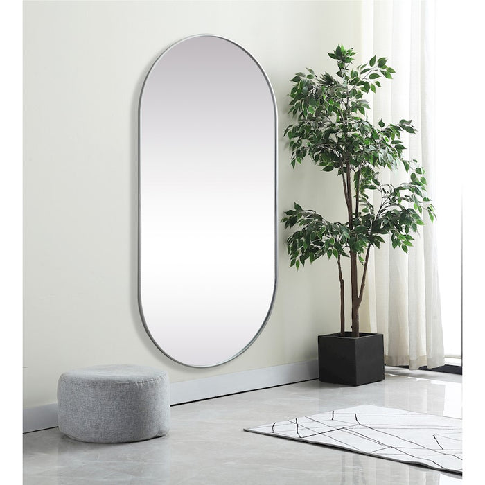 Elegant Decor Asha Metal Frame Oval Mirror 36X72", Silver