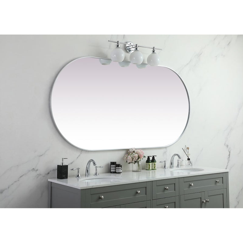 Elegant Decor Asha Metal Frame Oval Mirror 36X72", Silver