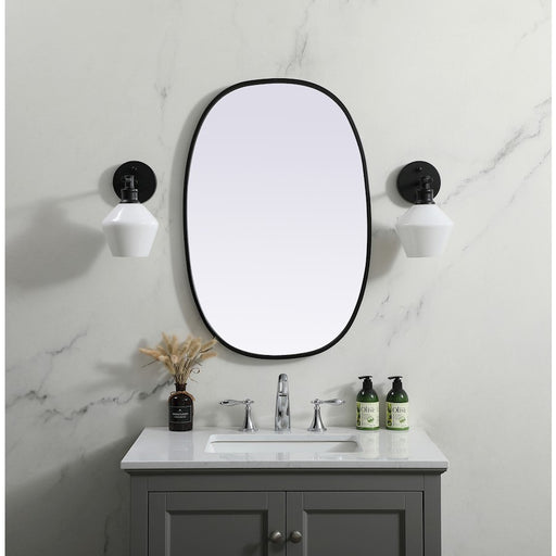 Elegant Decor Brynn Metal Frame Oval Mirror 20X30", Black