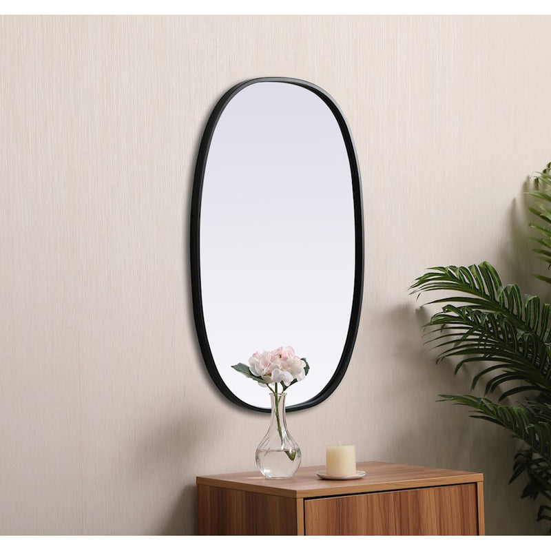 Elegant Decor Brynn Metal Frame Oval Mirror 20X30", Black