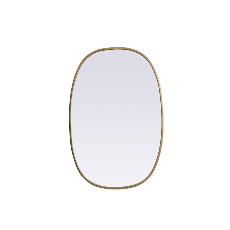 Elegant Decor Brynn Metal Frame Oval Mirror 20X30", Brass