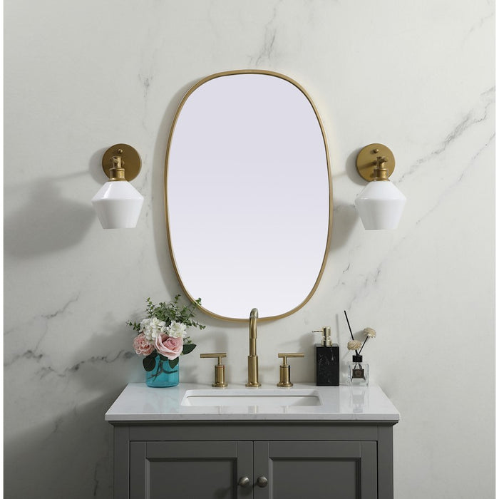Elegant Decor Brynn Metal Frame Oval Mirror 20X30", Brass