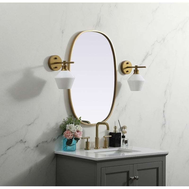 Elegant Decor Brynn Metal Frame Oval Mirror 20X30", Brass