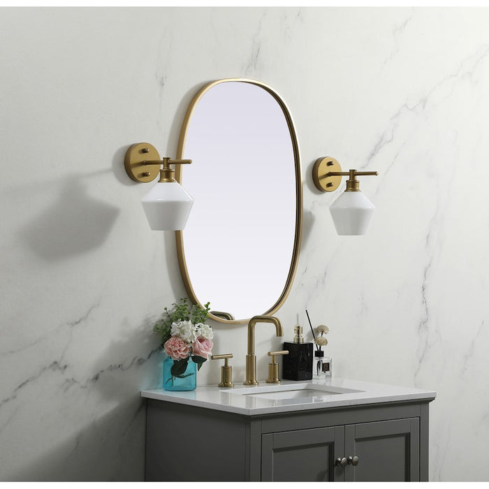 Elegant Decor Brynn Metal Frame Oval Mirror 20X30", Brass