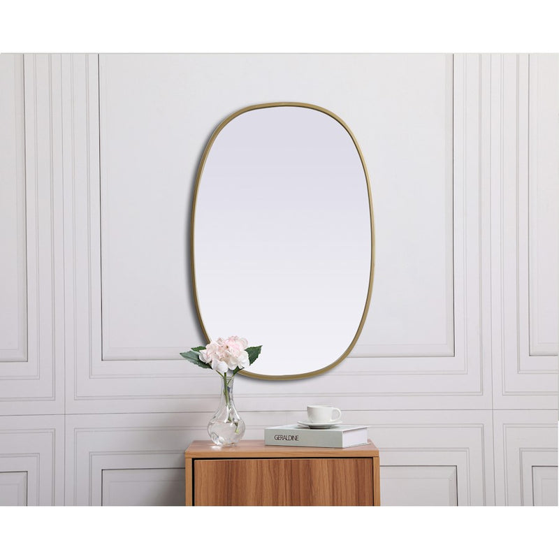 Elegant Decor Brynn Metal Frame Oval Mirror 20X30", Brass