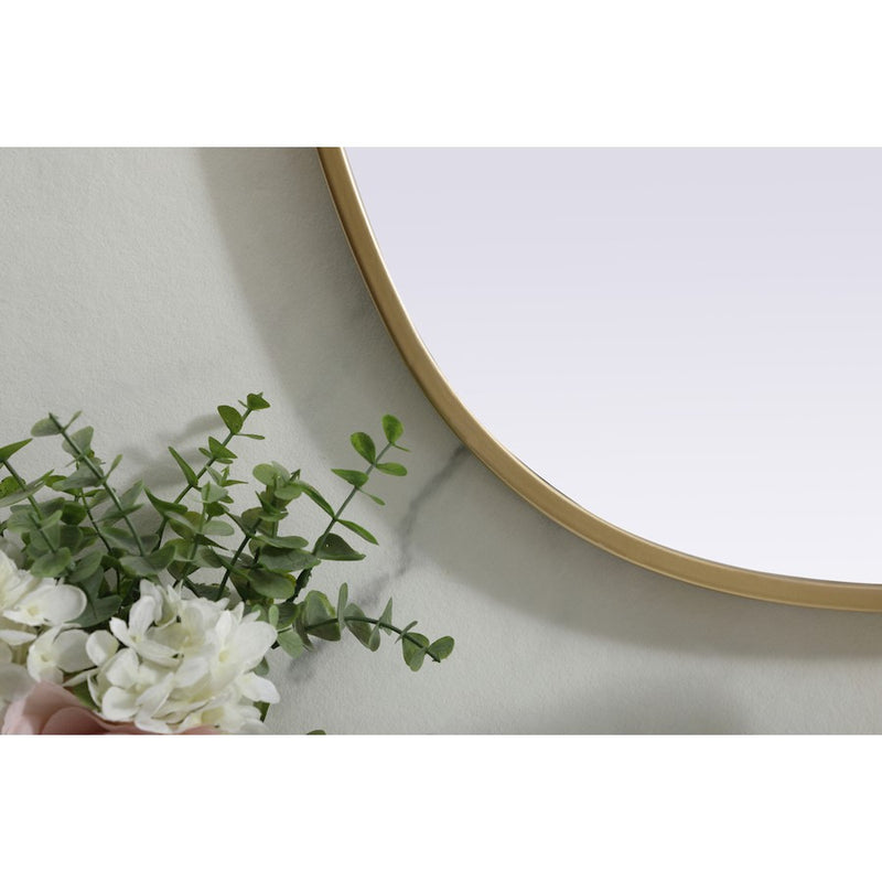 Elegant Decor Brynn Metal Frame Oval Mirror 20X30", Brass