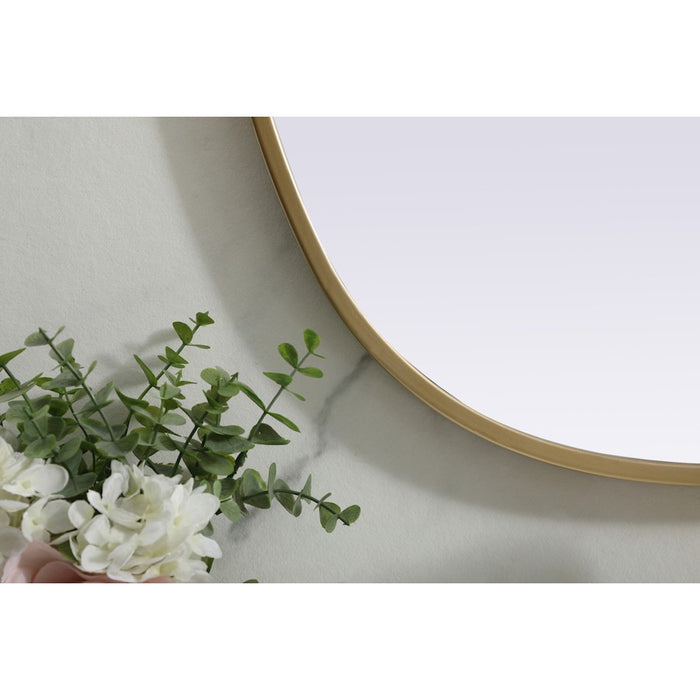 Elegant Decor Brynn Metal Frame Oval Mirror 20X30", Brass