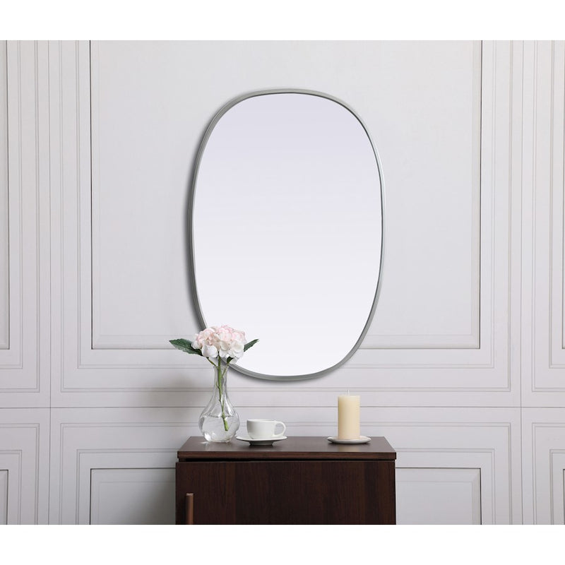 Elegant Decor Brynn Metal Frame Oval Mirror 20X30", Silver