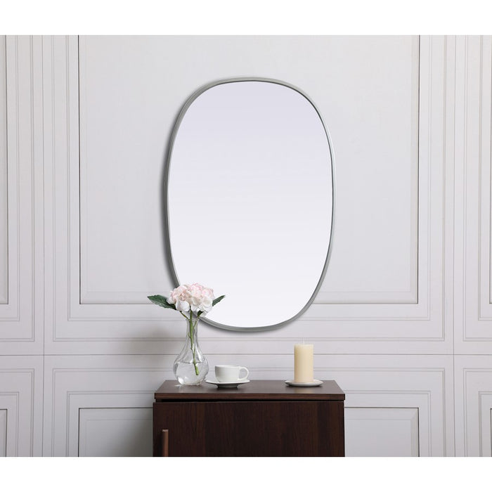 Elegant Decor Brynn Metal Frame Oval Mirror 20X30", Silver