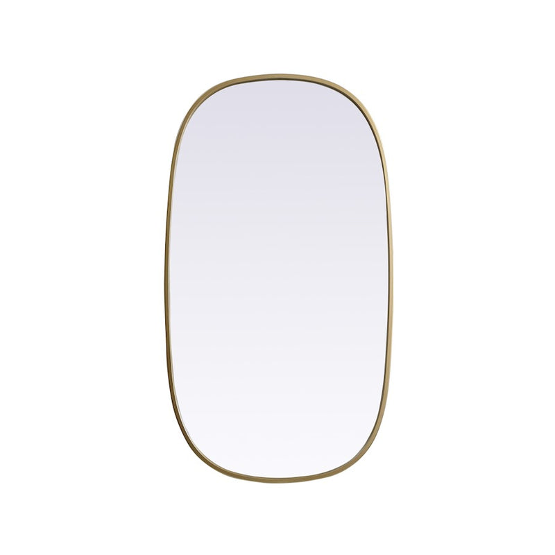 Elegant Decor Brynn Metal Frame Oval Mirror 20X36", Brass