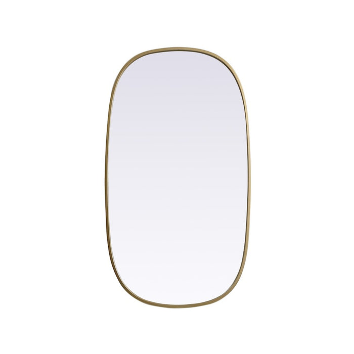 Elegant Decor Brynn Metal Frame Oval Mirror 20X36", Brass