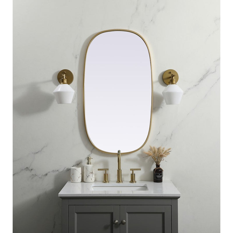 Elegant Decor Brynn Metal Frame Oval Mirror 20X36", Brass