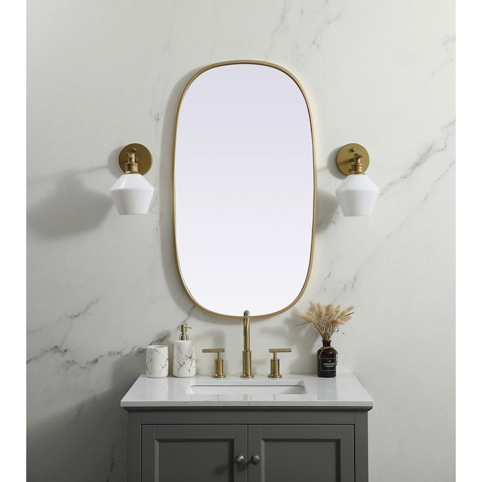 Elegant Decor Brynn Metal Frame Oval Mirror 20X36", Brass