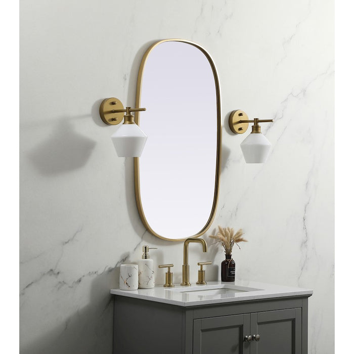 Elegant Decor Brynn Metal Frame Oval Mirror 20X36", Brass