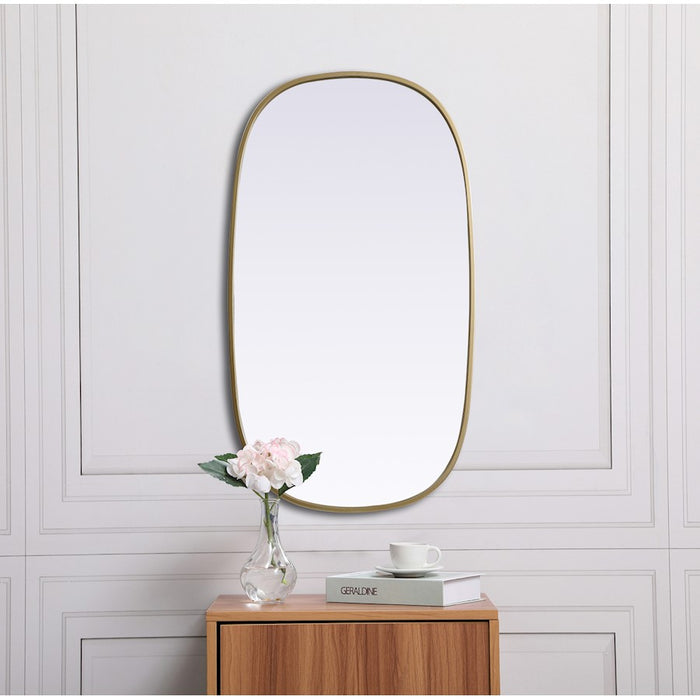 Elegant Decor Brynn Metal Frame Oval Mirror 20X36", Brass