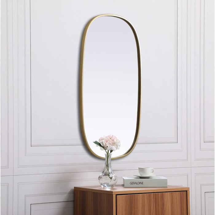 Elegant Decor Brynn Metal Frame Oval Mirror 20X36", Brass