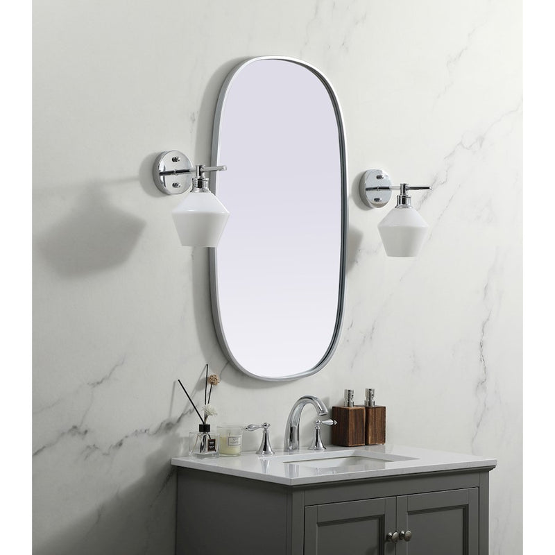 Elegant Decor Brynn Metal Frame Oval Mirror 20X36", Silver